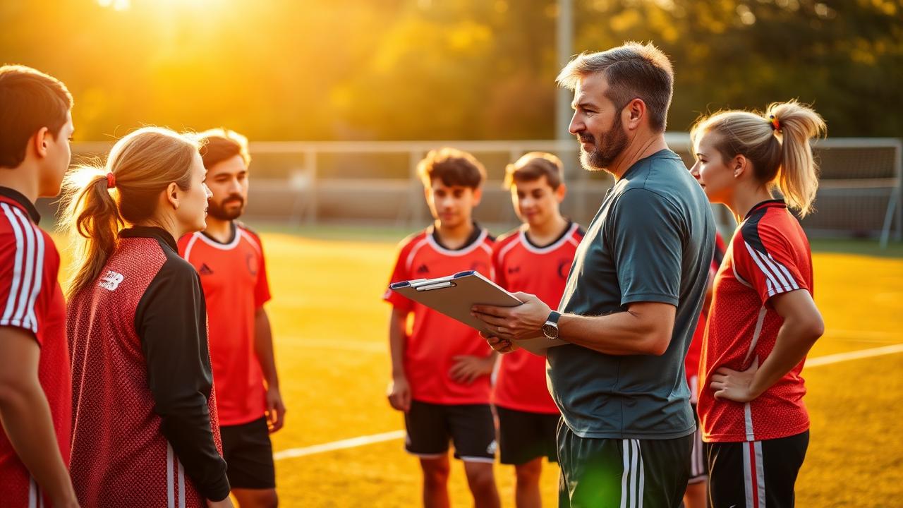 A coach running a session with a group of amateur athletes