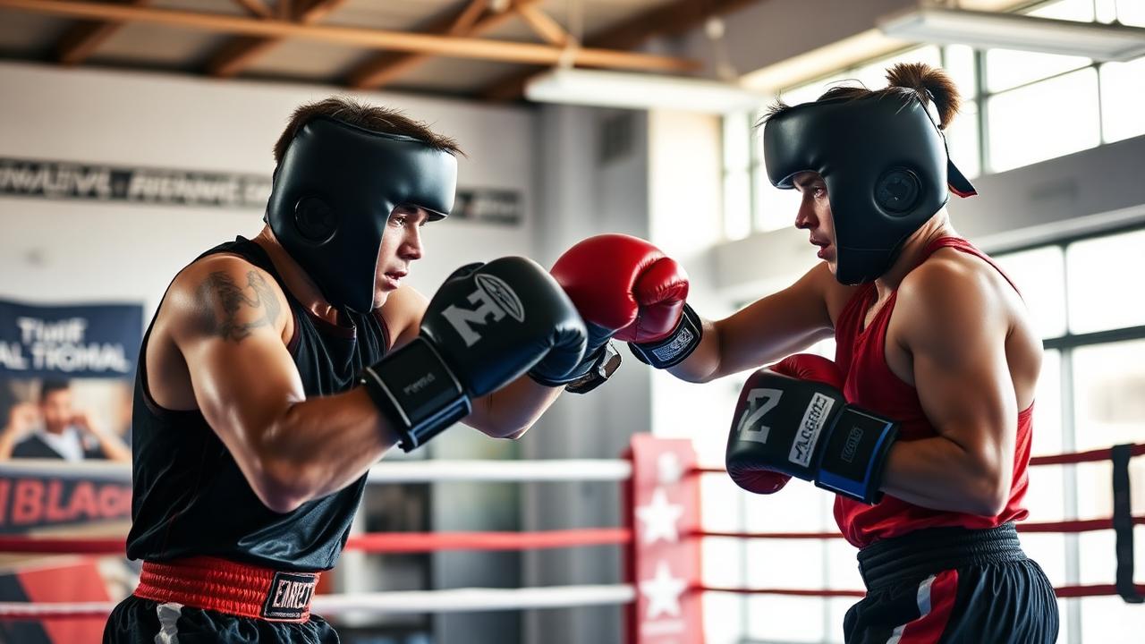 Boxing players in action