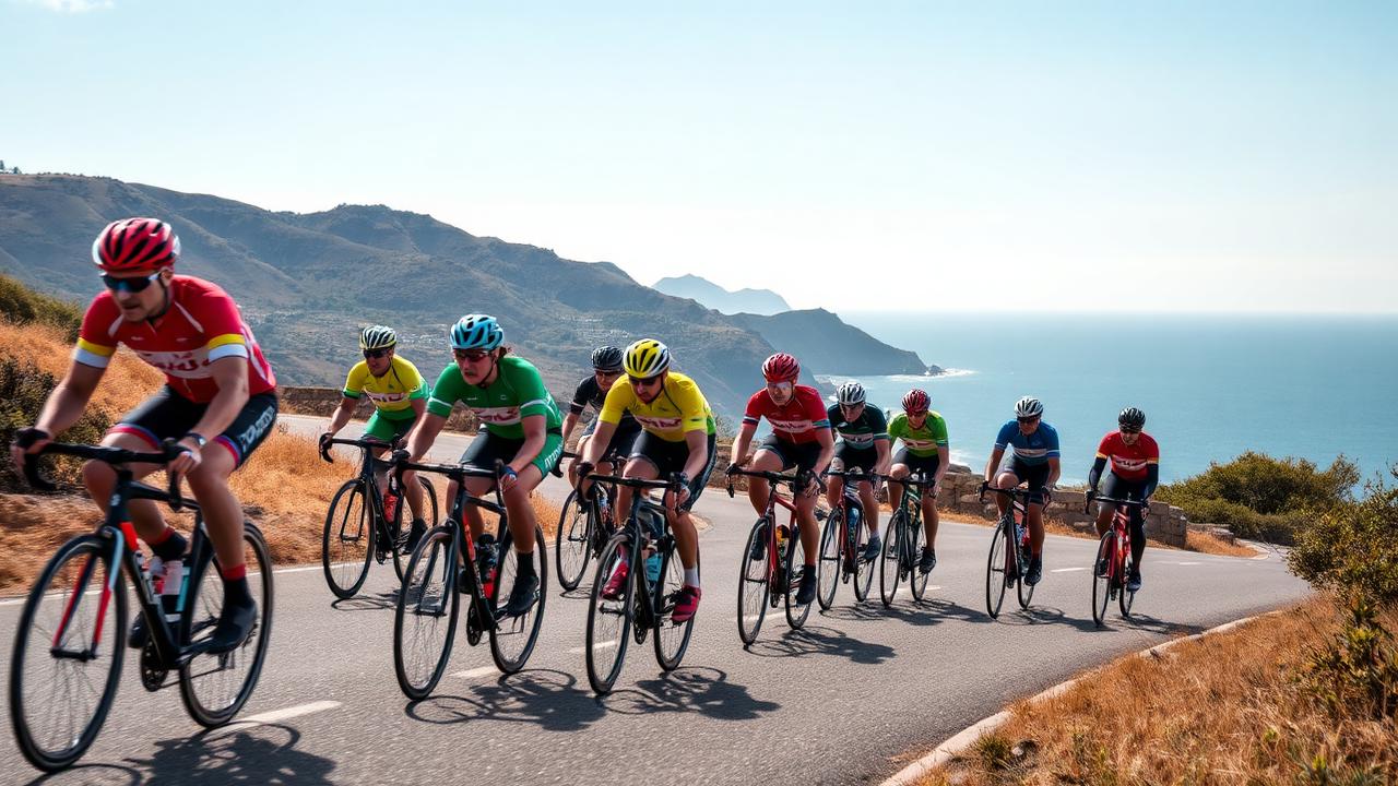 Cycling players in action