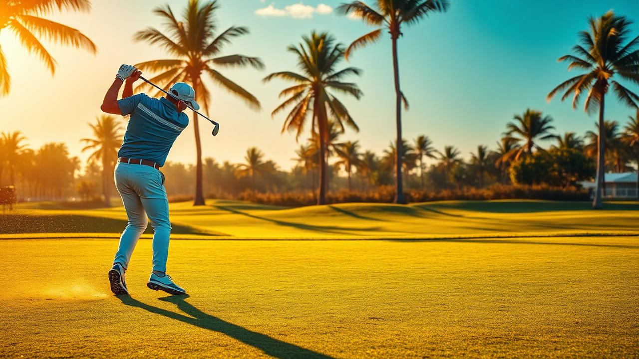 Golf players in action