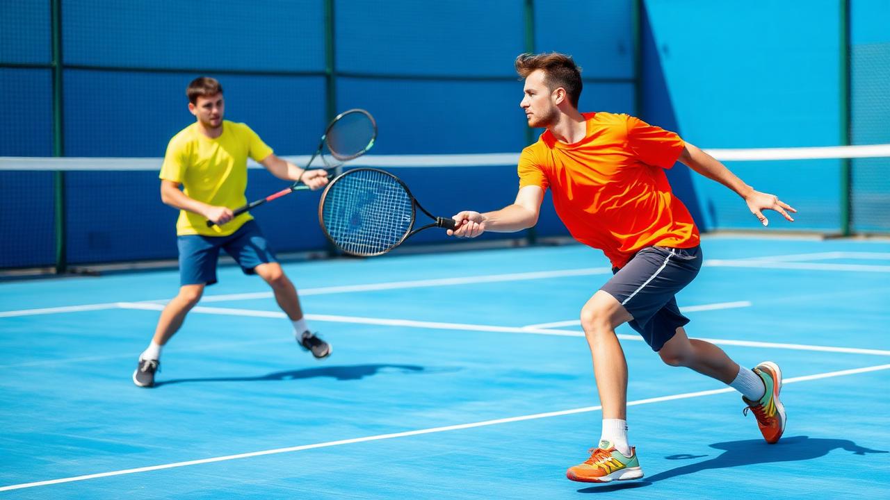 Padel players in action