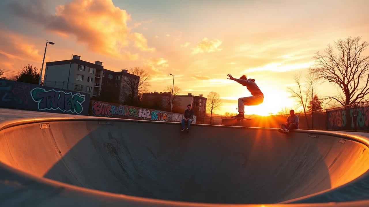 Skateboarding players in action
