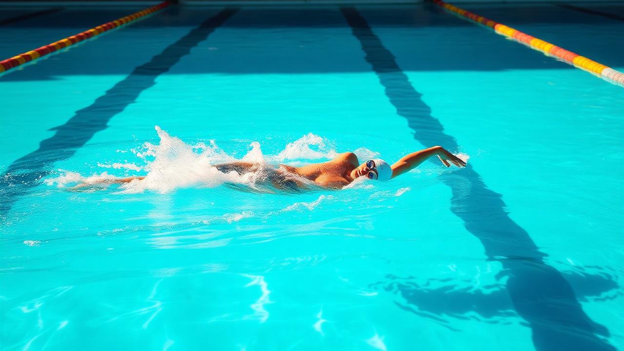 Swimming players in action