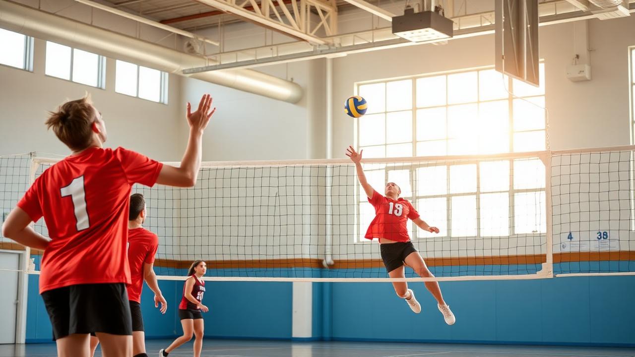Netball players in action