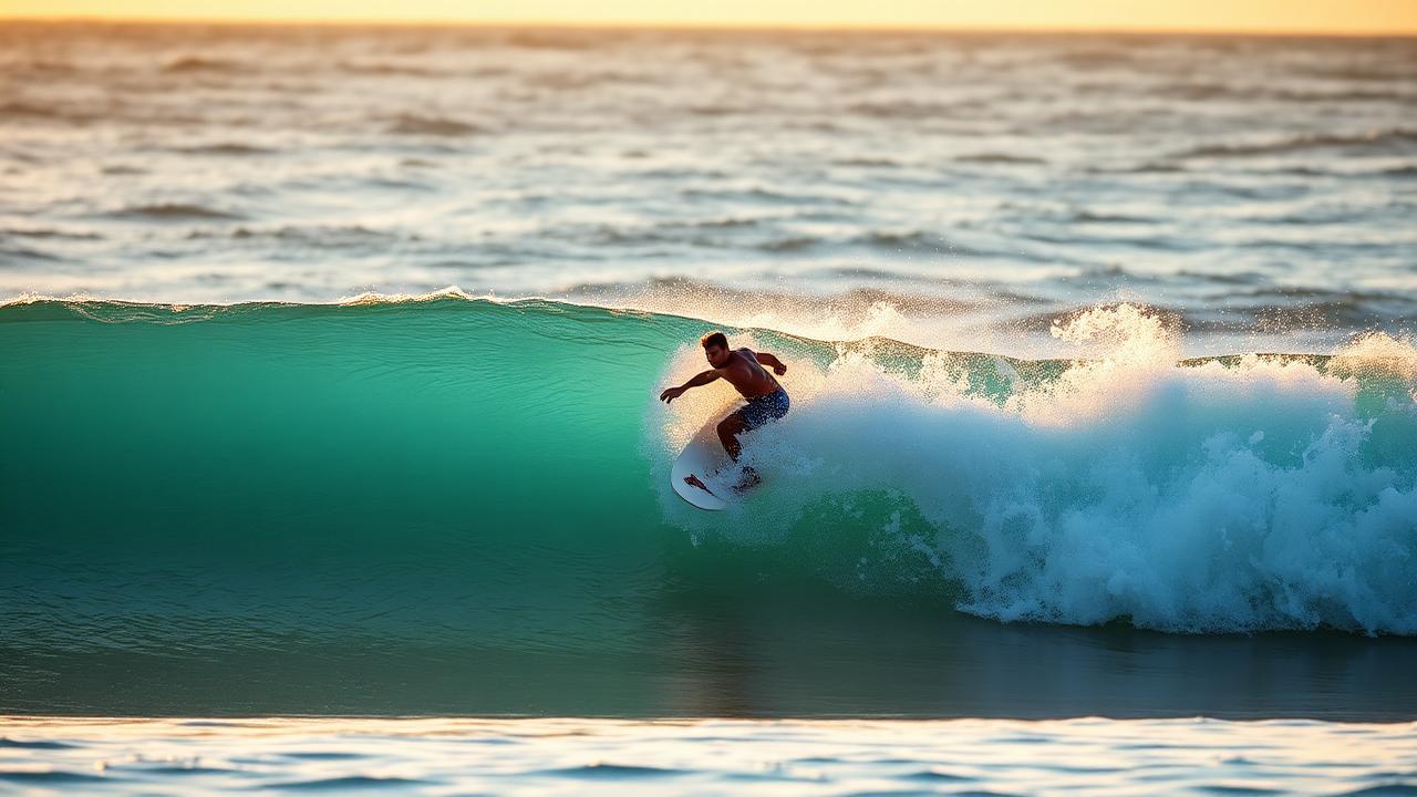 Surfing players in action